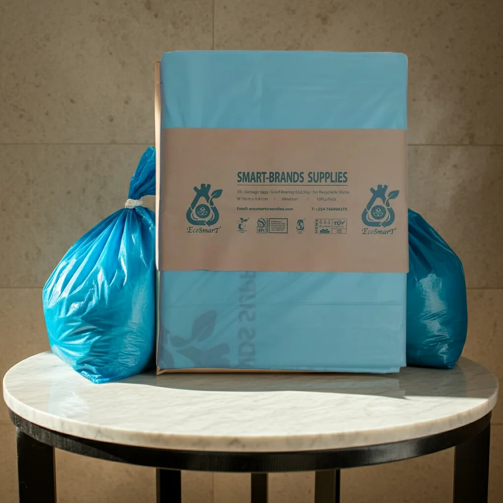 Blue Biodegradable Bin Liners for Recyclable Waste - 50L