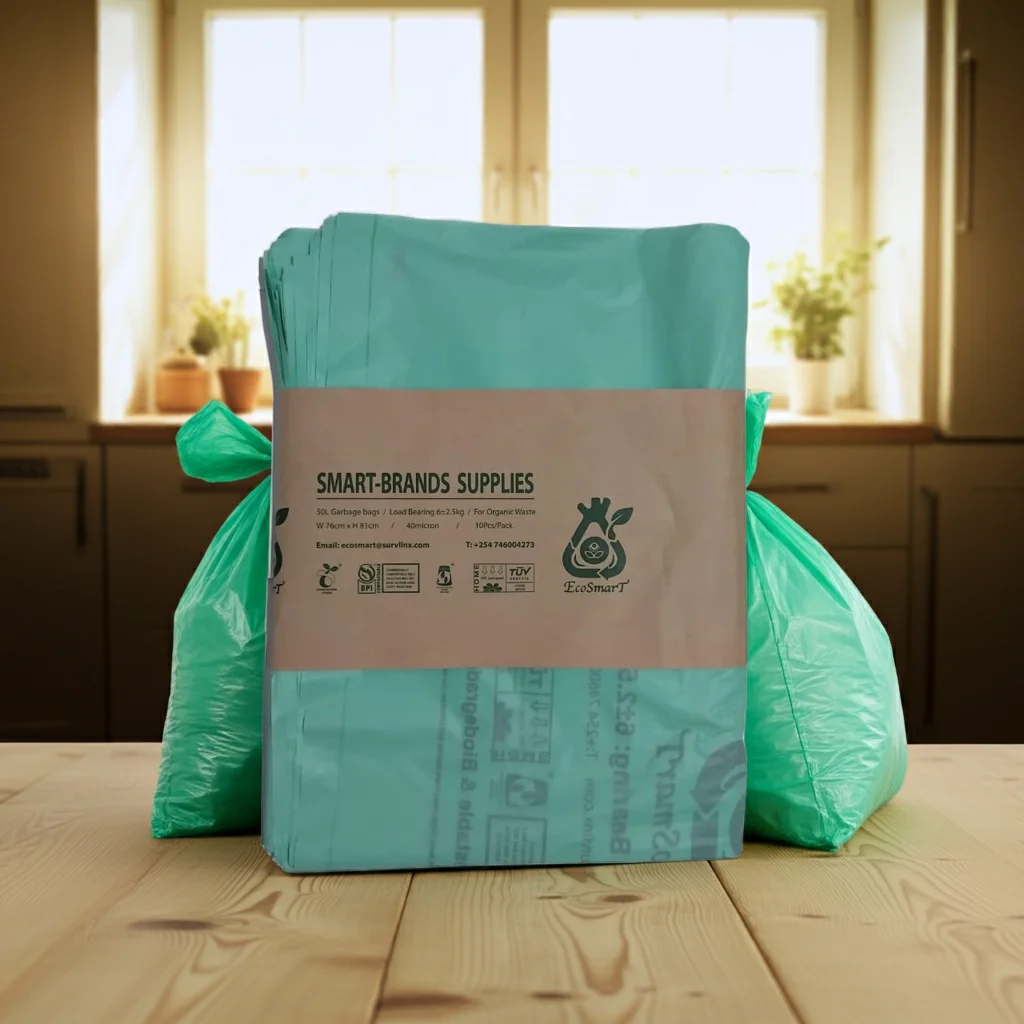 Green Biodegradable Bin Liners for Organic Waste - 50L