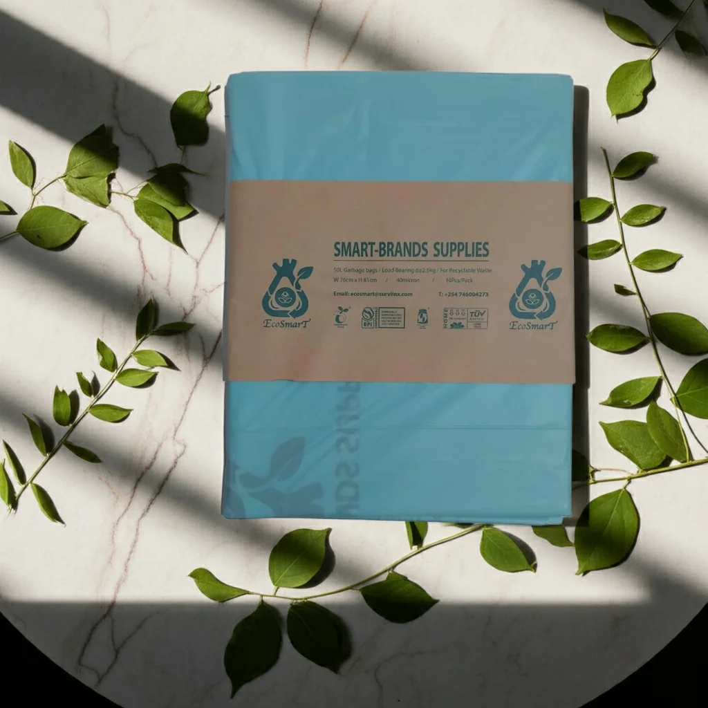 Blue Biodegradable Bin Liners for Recyclable Waste - 50L